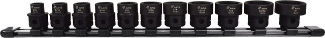 ASTRO PNEUMATIC - 11-Pc 1/2" Drive 6-Pt. Sae Low Profile Nano Impact Socket Set On A Rail, 3/8"-1", 22Mm (7/8") Outside Hex - AST-78211 | MFVCanada.com