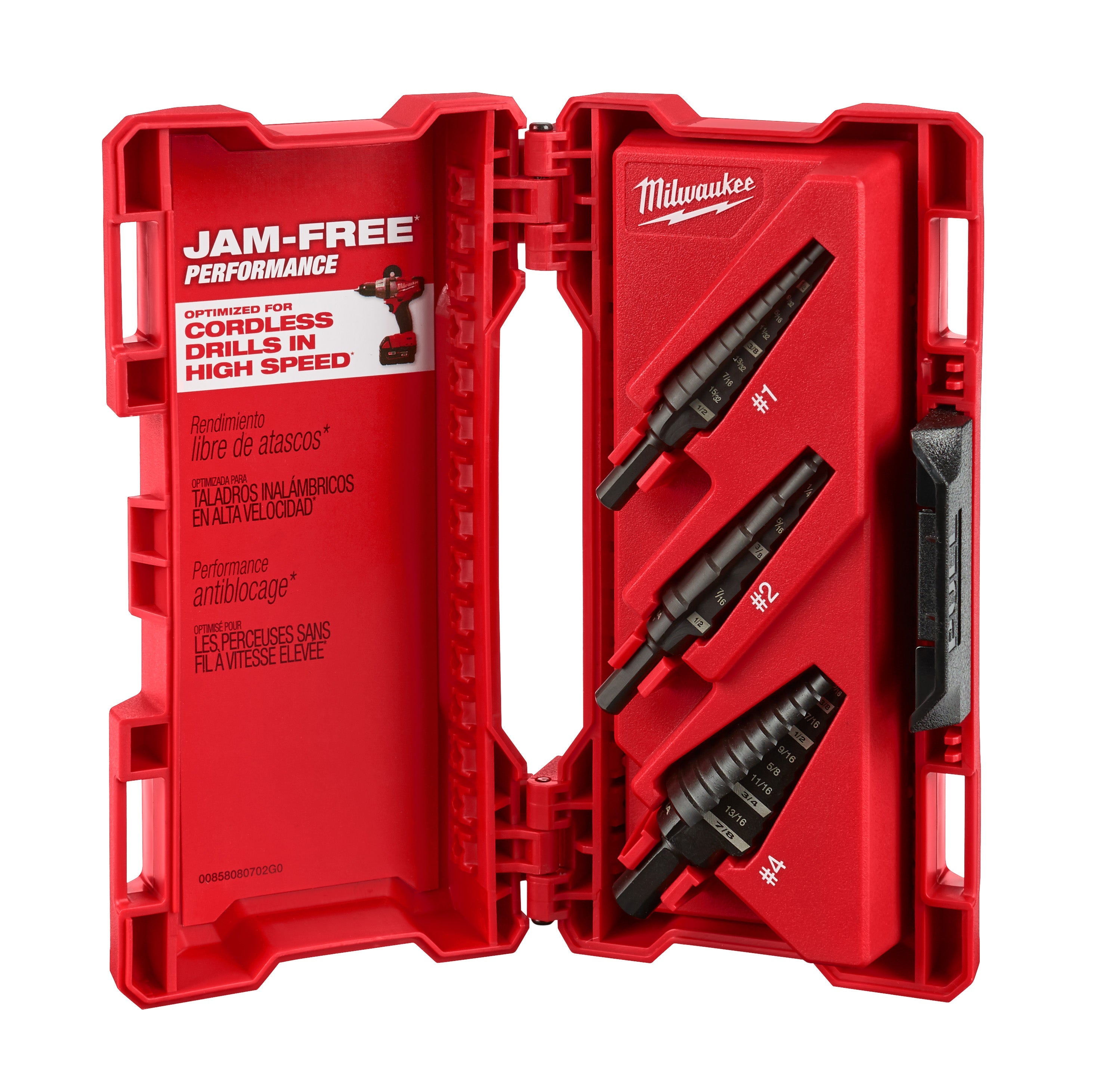 Milwaukee Electric 3-Pc Jam-Free Performance Drill Bit Set, #1, #2 & #4 Step Drill Bits - MLW-48-89-9221 | MFVCanada.com