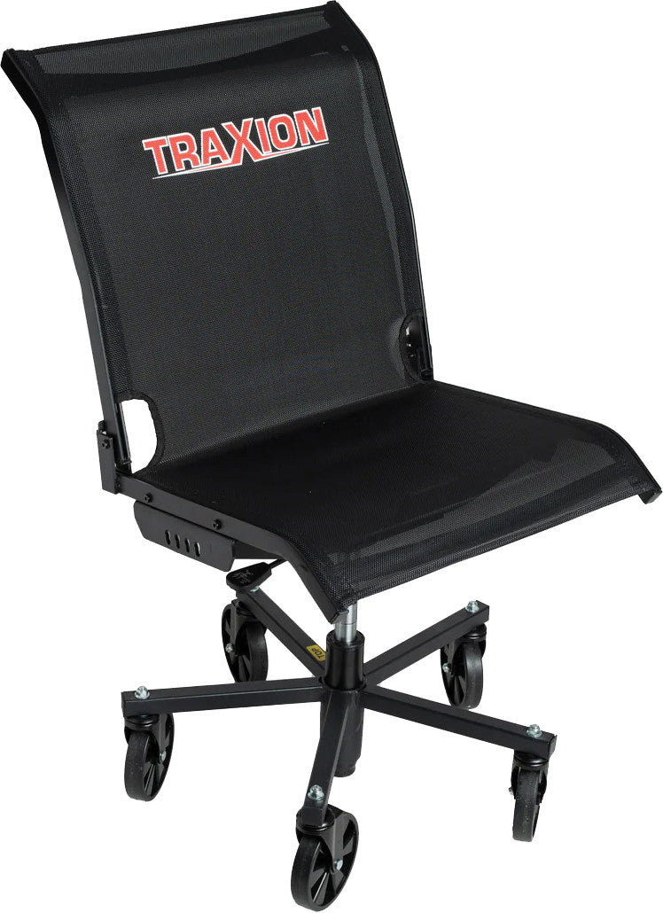 Traxion Traxion Progear Mesh Flex Seat With Full Back Rest, 400 Lbs Capacity, Foldable, 5 Casters - TRX-2-720 | MFVCanada.com