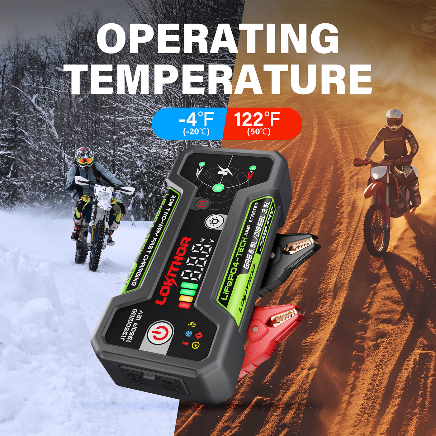 LOKITHOR Pro Jump Starter with LiFePO4 Safety Battery 1350Amp - J1350-PRO | MFVCanada.com
