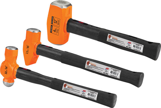 ATD - 3-Pc B.A.M. Hammer Set W/ Indestr.Handles, Sledge 4 Lb, Cross Pein 2.5 Lb, Ball Pein 32 Oz. - ATD-14033 | MFVCanada.com