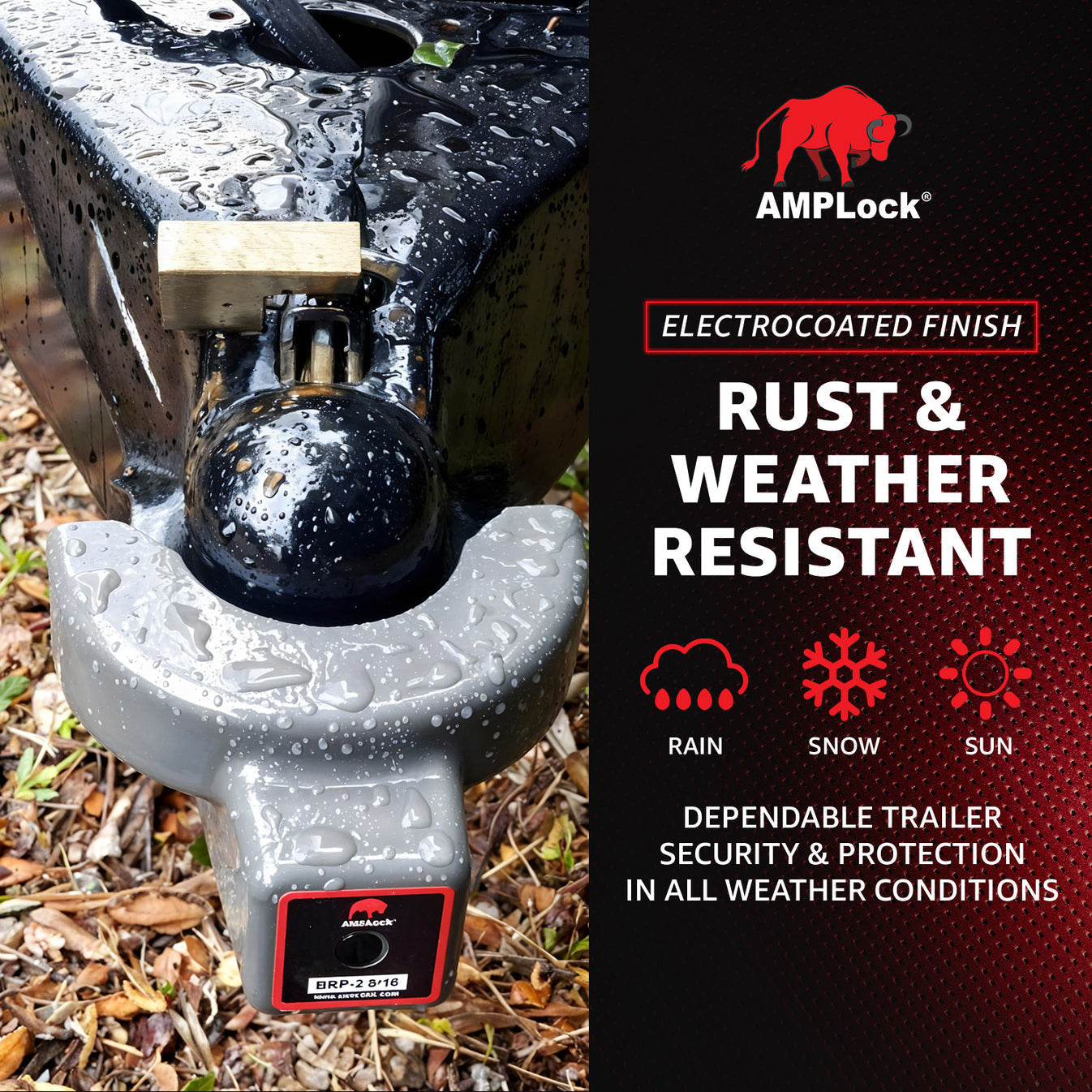 AMPLock Ball Coupler Lock - Flat Lip Design/Standard Trailer - BRP-2516 | MFVCanada.com