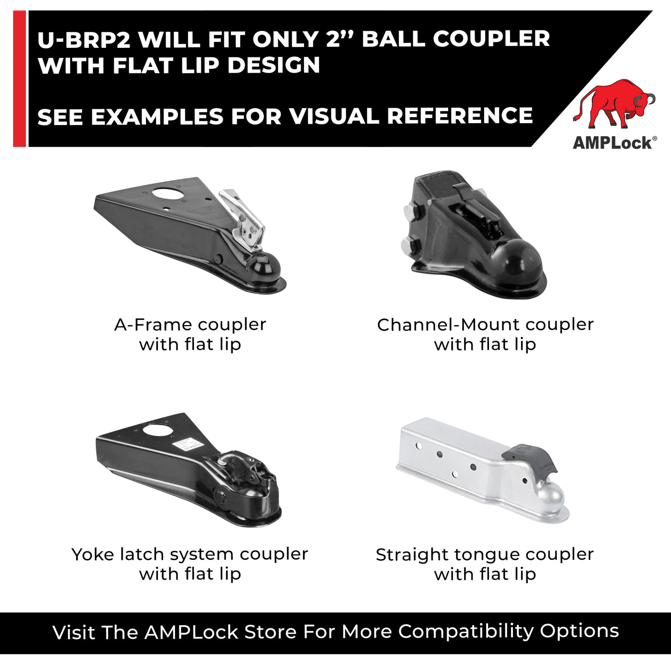 AMPLock Ball Coupler Lock - Flat Lip Design/Standard Trailer - BRP-2 | MFVCanada.com