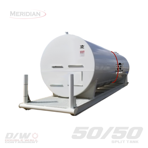 Meridian 35,000 Litre/ 7,699 Gallon Double Wall 50/50 Split Fuel Tank & Skid, Fully Welded Saddle - 63123TSBDT | RogueFuel.ca | Munro Industries