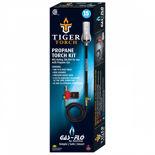 Fairview Propane Tiger Torch Kit; 15ft;0-30psi adj Reg T95-B KIT | RogueFuel.ca