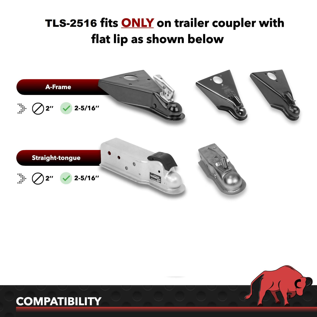 AMPLock Ball Coupler Lock - Flat Lip Design/Standard Trailer - TLS-2516 | MFVCanada.com