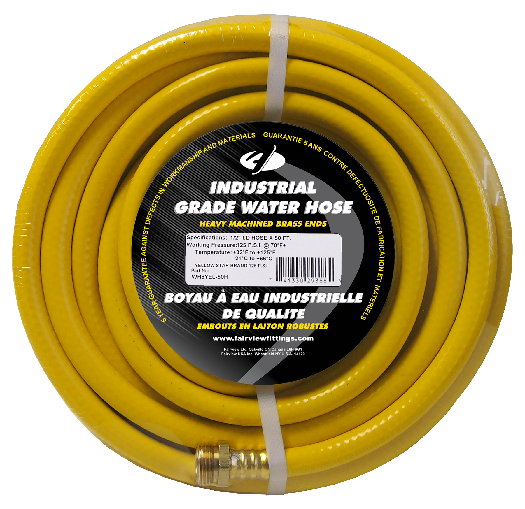 Fairview 1/2 ID Yellow Water Hose;50ft WH8YEL-50H | RogueFuel.ca