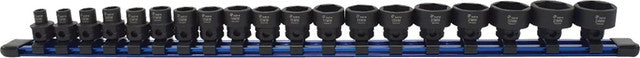 ASTRO PNEUMATIC - 19-Pc 3/8" Drive 6-Pt. Metric Low Profile Nano Impact Socket Set On A Rail, 6-24Mm, 17Mm Outside Hex - AST-78319 | MFVCanada.com
