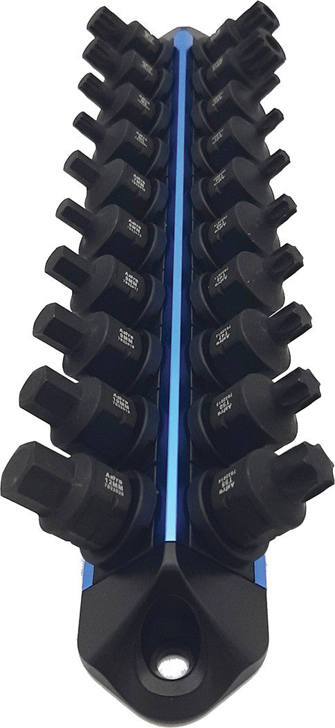 ASTRO PNEUMATIC - 20-Pc 3/8" Dr. Nano Impact Bit Socket Set On Magnetic Rail W/ 17Mm Outside Hex - Incl. Torx T25-T55, Hex 6-12Mm, Triple Square M6-M16 - AST-78320 | MFVCanada.com