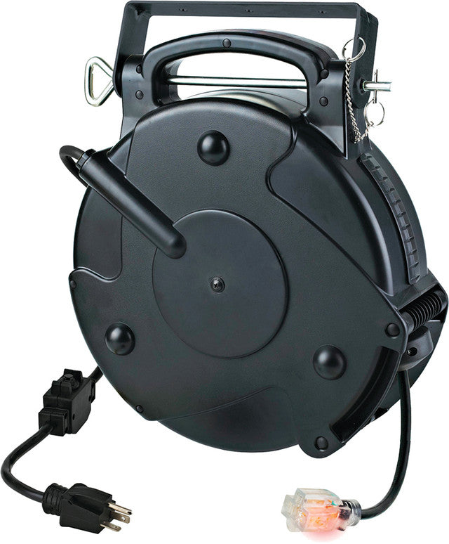 45-Ft 20A Single Tap Industrial Retractable Extension Cord Reel, 12/3 Sjtow Cord - ALT-8645TFI | MFVCanada.com