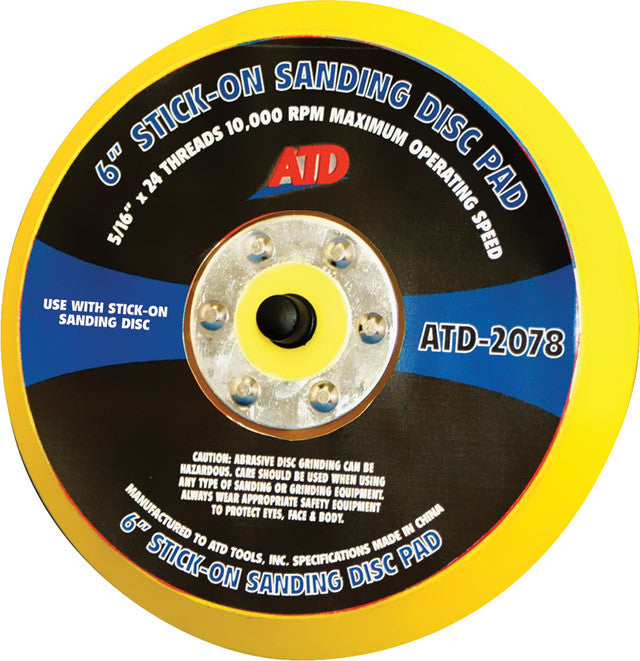 ATD - 6" Quick Change Sanding Disc Pad, Stick-On - ATD-2078 | MFVCanada.com