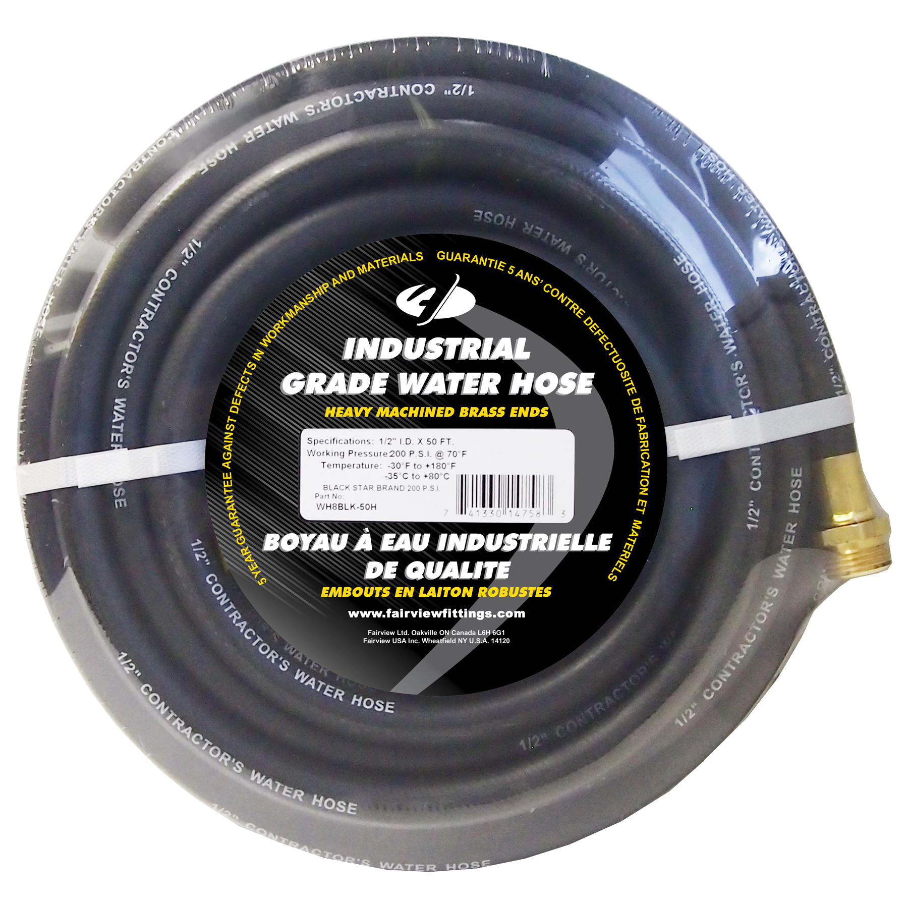 Fairview 1/2 ID Black EPDM Water Hose;1/2 ID;50ft WH8BLK-50H | RogueFuel.ca