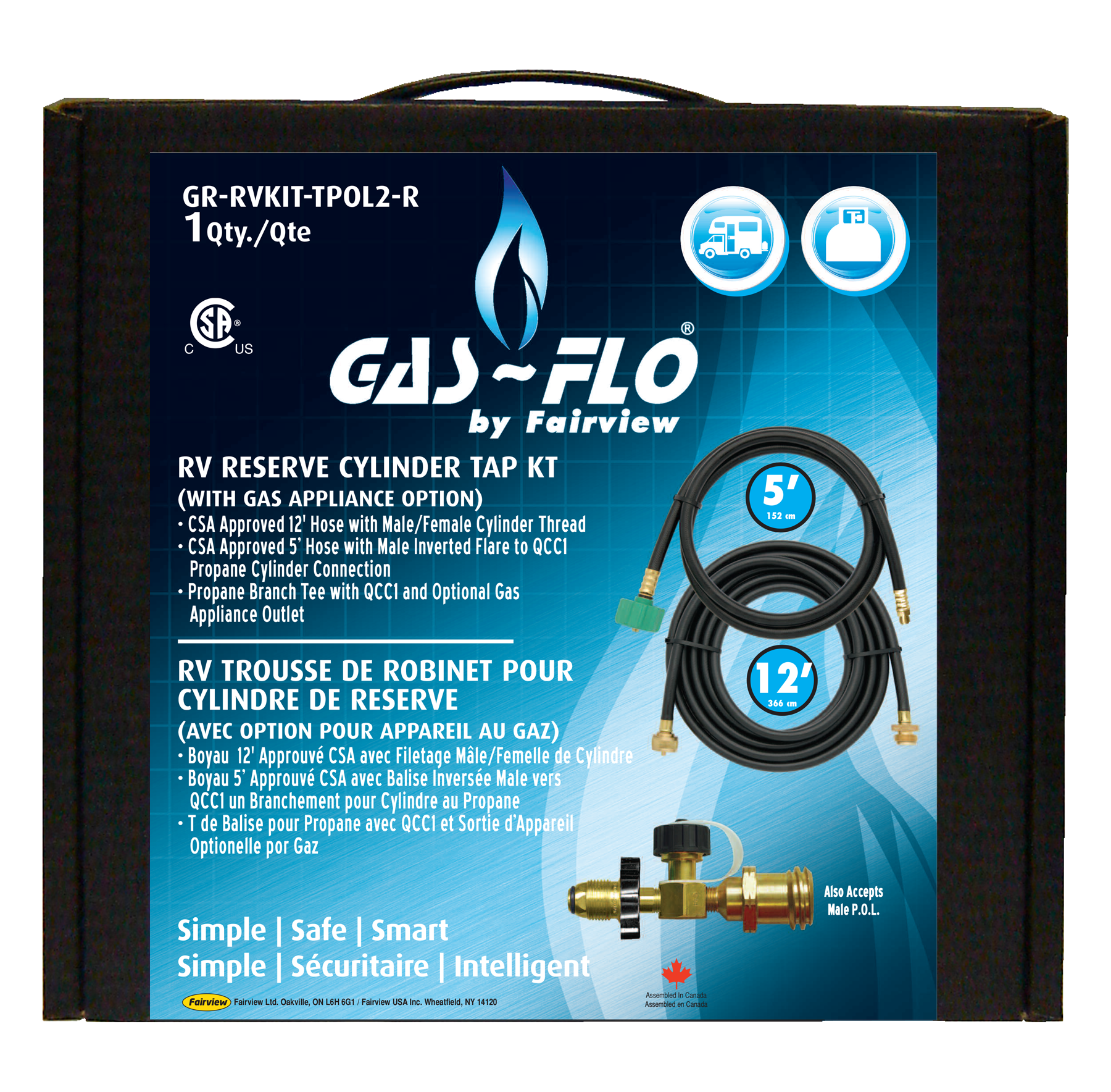 Fairview RV LP-Gas Reserve Dual Cylinder Tap Kit GR-RVKIT-TPOL2-R | RogueFuel.ca