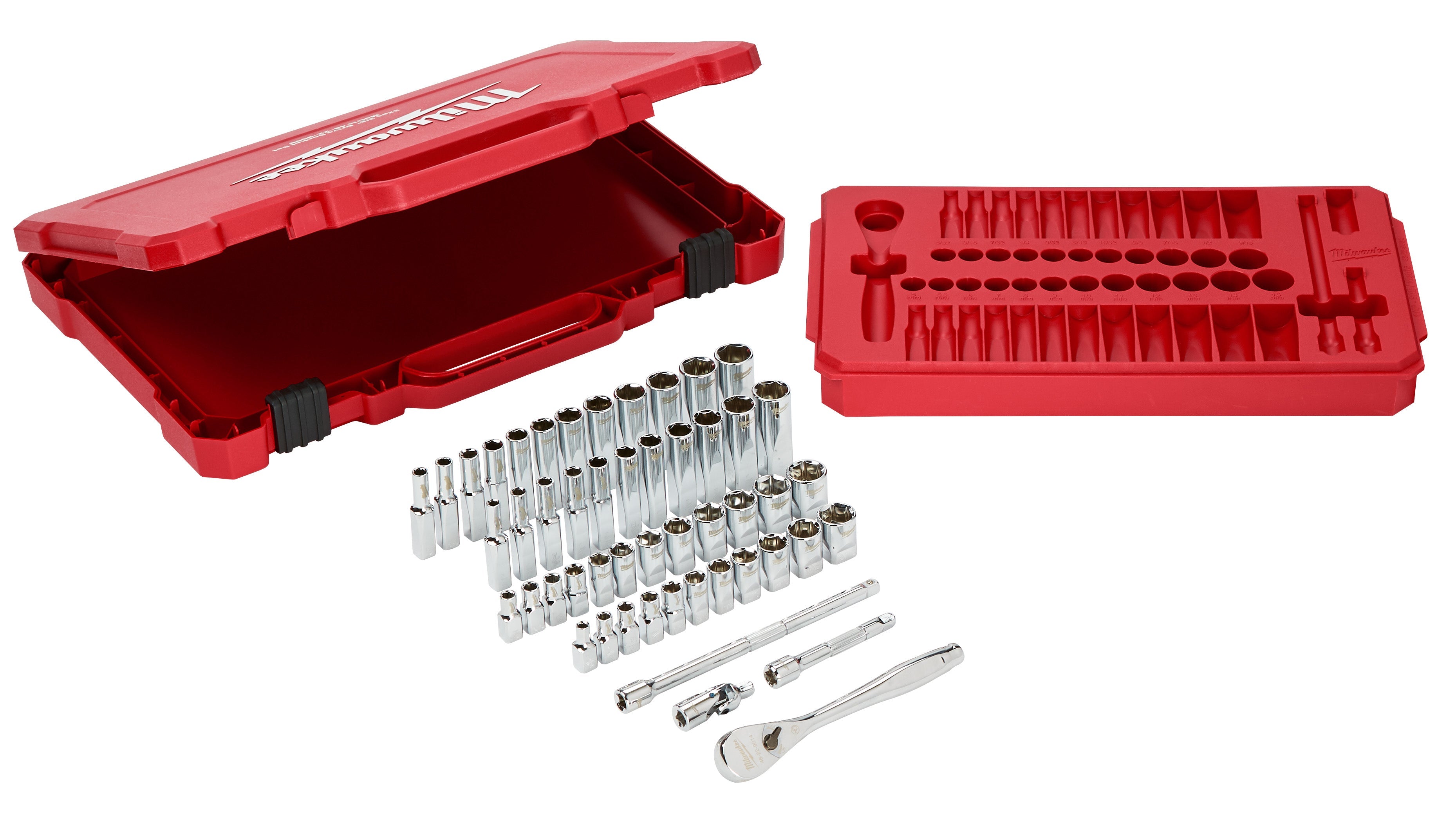 Milwaukee Electric 50-Pc 1/4" Drive Ratchet & Socket Set - Sae & Metric - 5/32" To 9/16", 5Mm To 15Mm - MLW-48-22-9004 | MFVCanada.com