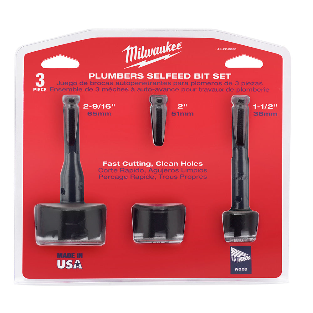 Milwaukee Electric 3 Pc Selfeed Bit Kit - MLW-49-22-0030 | MFVCanada.com