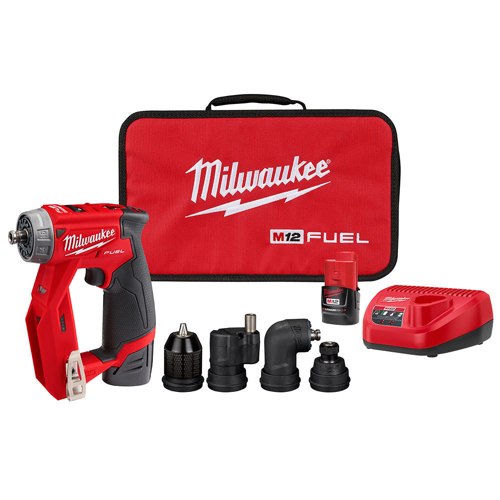 Milwaukee Electric 12V M12 Fuel Installation Drill/Driver Kit With 4 Attachments, 300 In-Lbs - MLW-2505-22 | MFVCanada.com