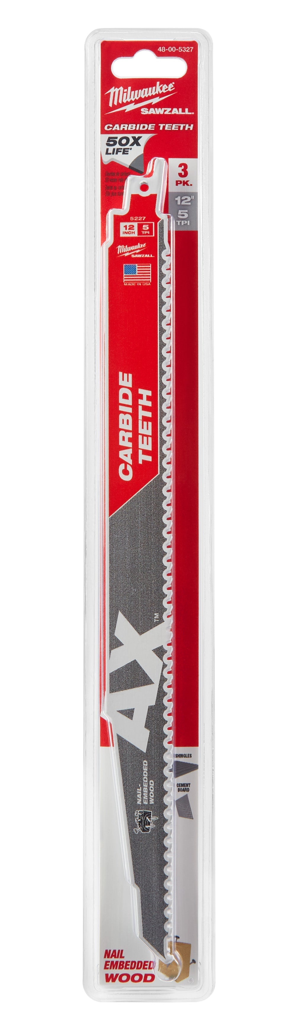 Milwaukee Electric 12In Cax 3Pk Sawzall Blade - MLW-48-00-5327 | MFVCanada.com