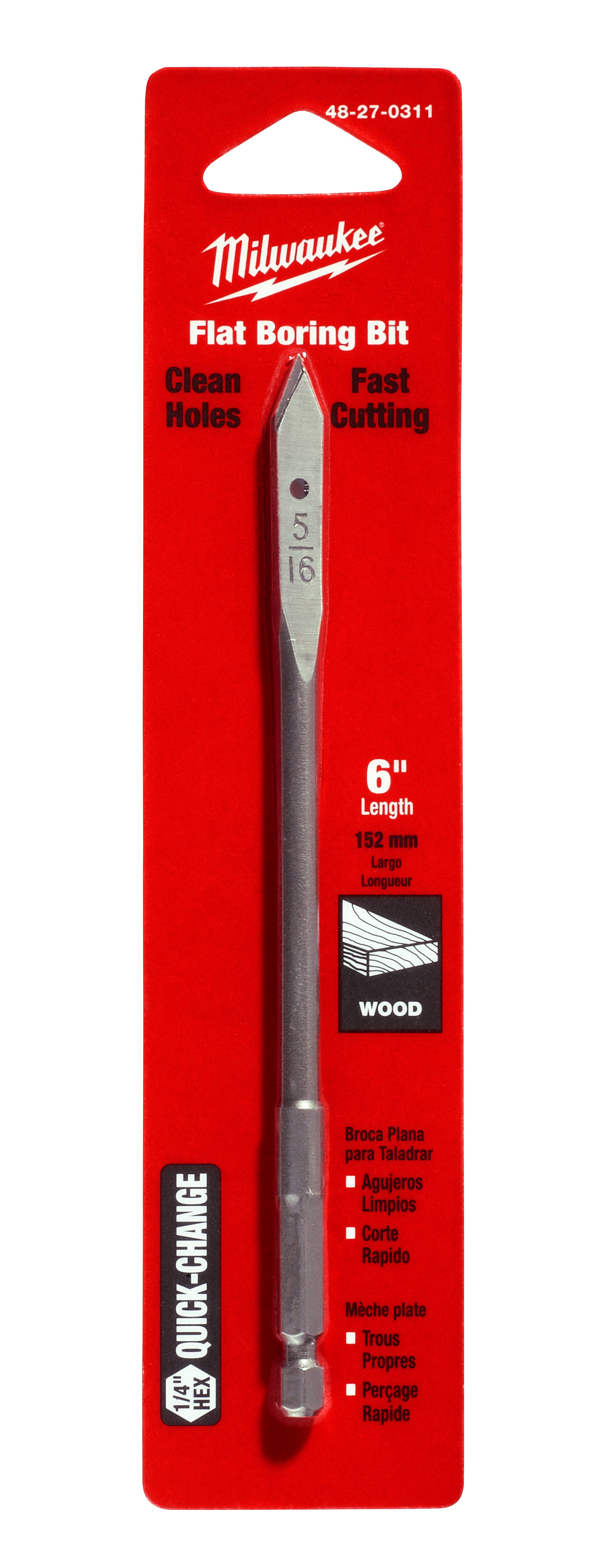 Milwaukee Electric 5/16 X 6 Flat Boring Bit - MLW-48-27-0311 | MFVCanada.com