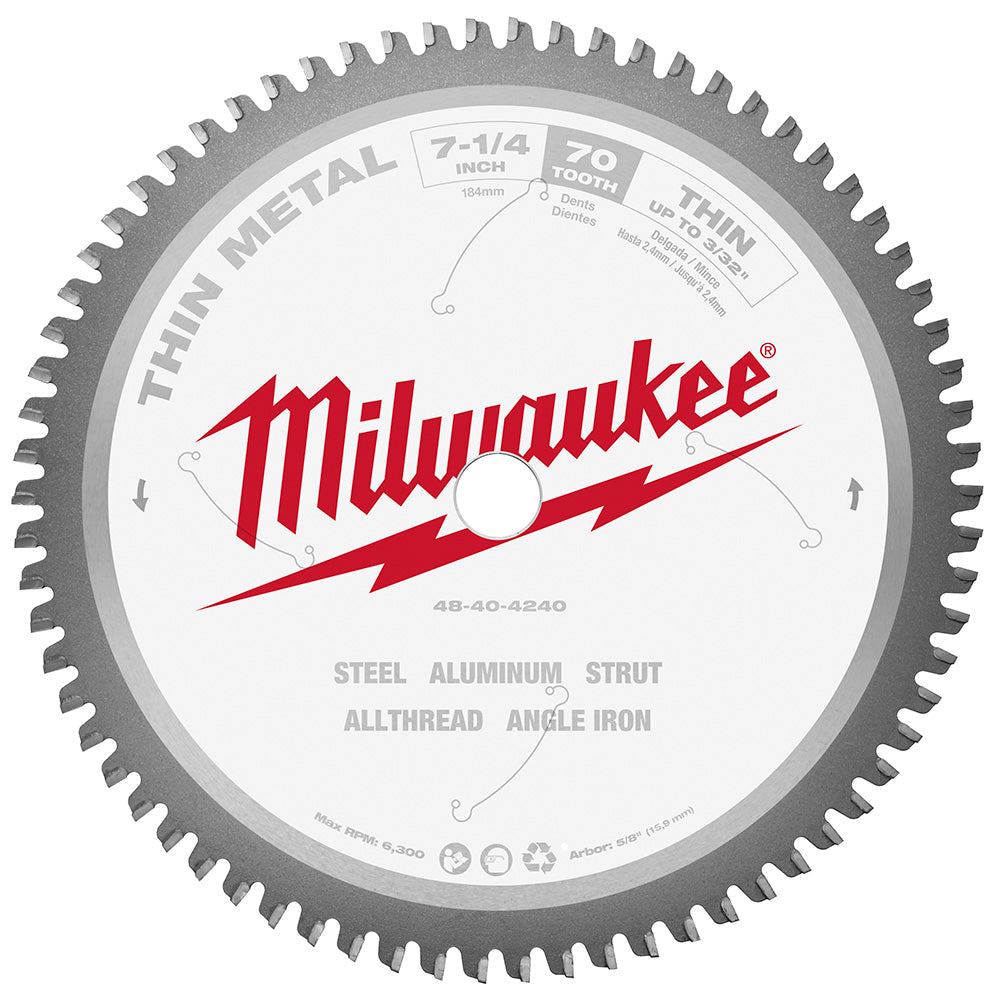 Milwaukee Electric 7-1/4" 70T Metalcsb, 5/8" - MLW-48-40-4240 | MFVCanada.com
