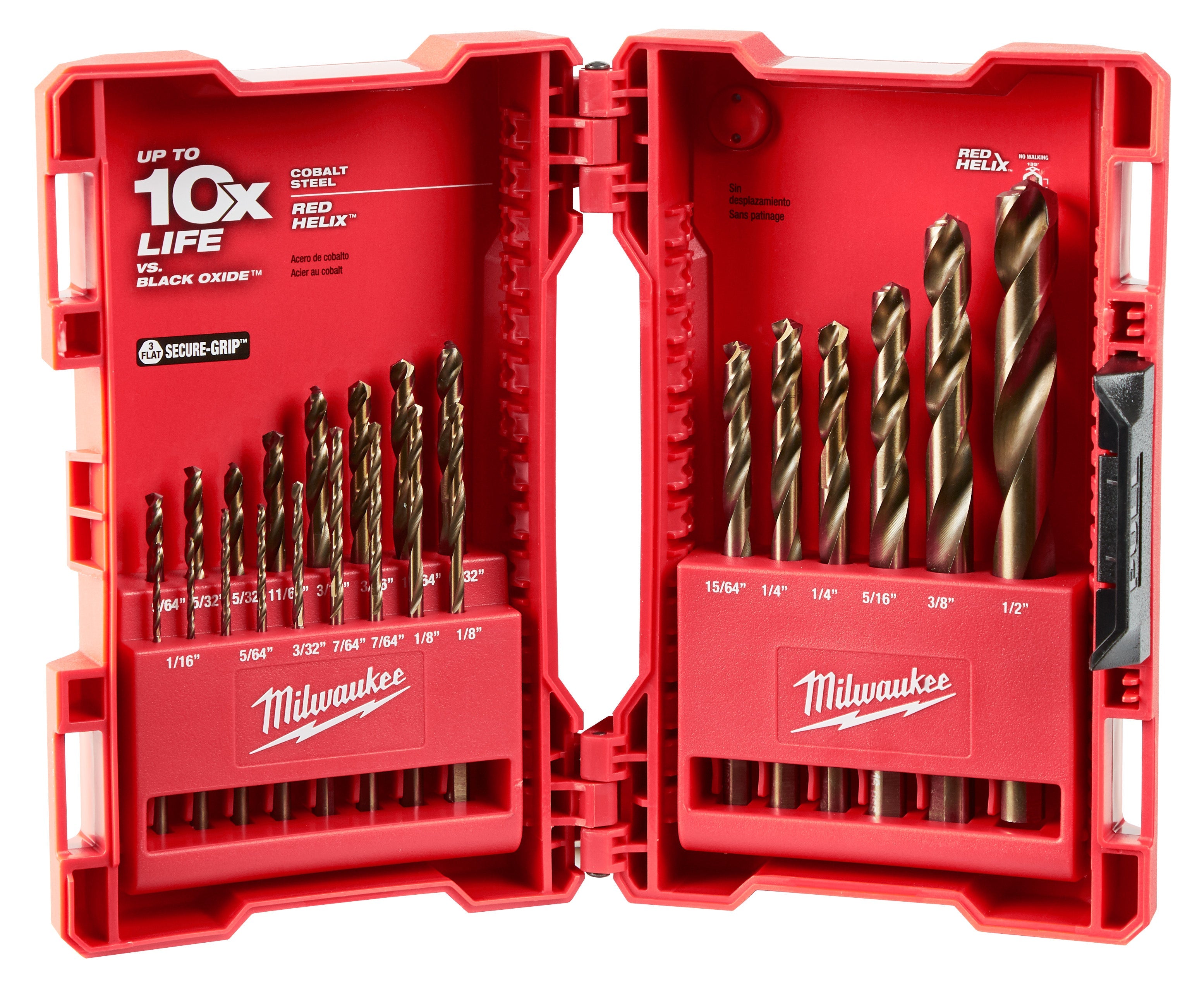 Milwaukee Electric 23-Pc Red Helix Cobalt Drill Bit Set, 1/16"-1/2" - MLW-48-89-2338 | MFVCanada.com