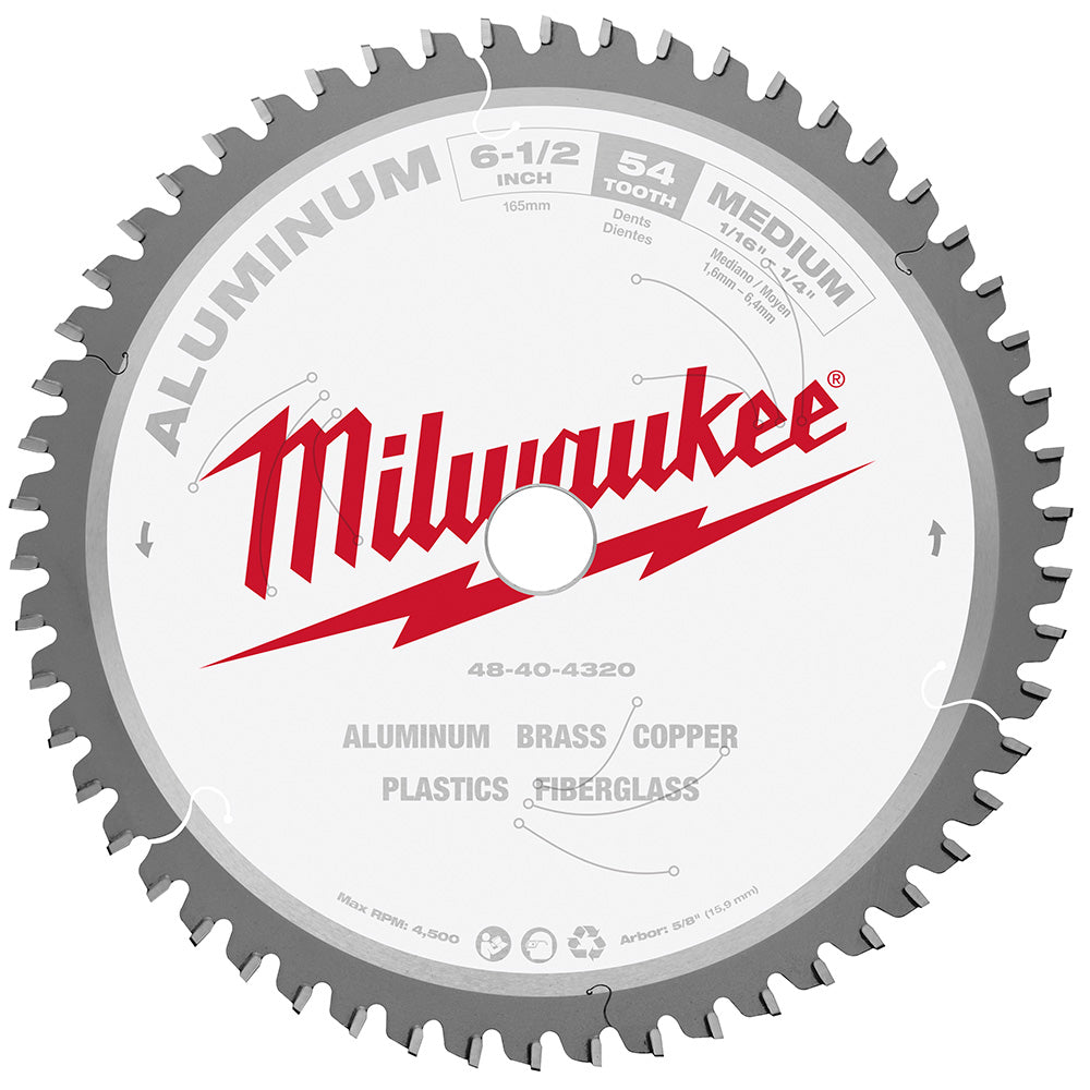 Milwaukee Electric 6-1/2" 54T Aluminum Csb, 5/8" - MLW-48-40-4320 | MFVCanada.com
