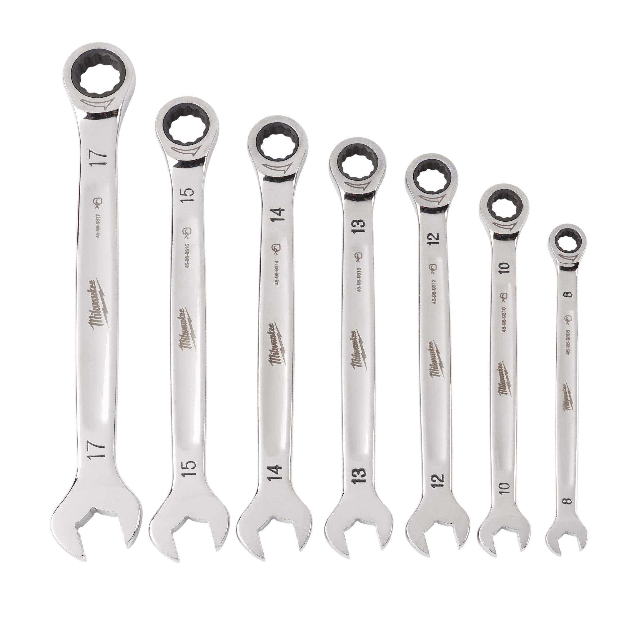 Milwaukee Electric 7-Pc Ratcheting Metric Combination Wrench Set, 8Mm-17Mm - MLW-48-22-9506 | MFVCanada.com