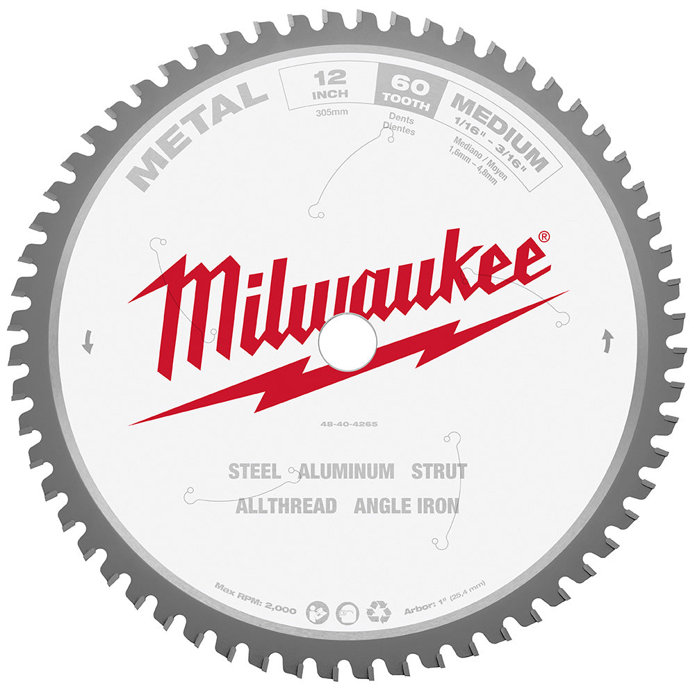 Milwaukee Electric 12" 60T Metal Csb, 1" - MLW-48-40-4265 | MFVCanada.com