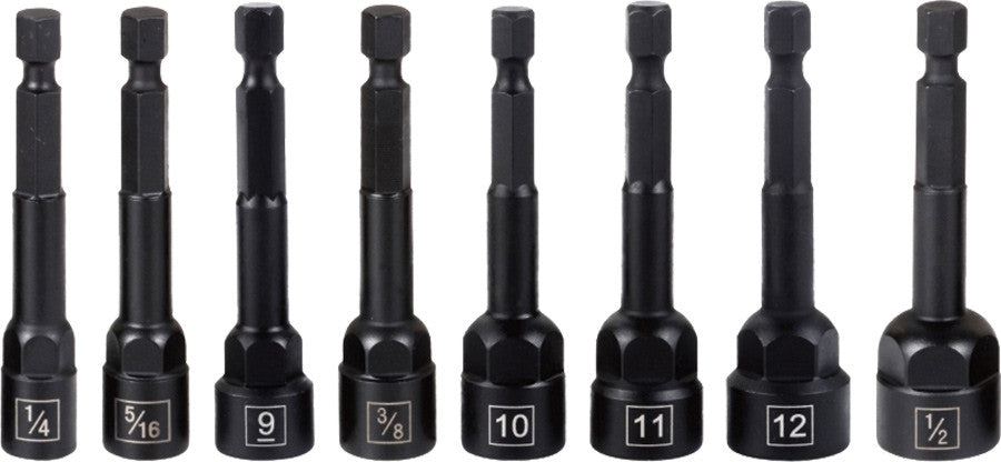 9 Circle 8 Pc 1/4" Hex Dr. Damaged Fastener Twist Extension ractor Set, 1/4", 5/16" (8MM), 9MM, 3/8", 10MM, 7/16" (11MM), 12MM, 1/2" - 9CL-90380 | MFVCanada.com