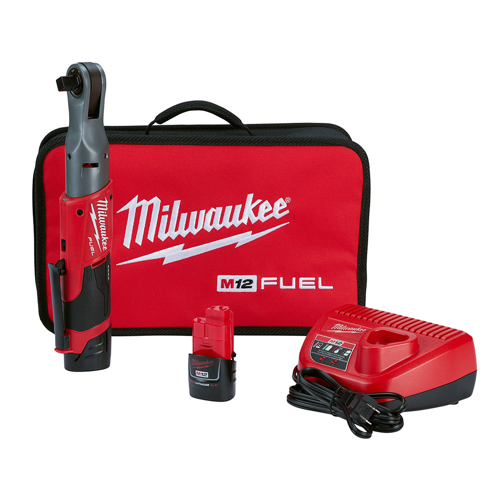 Milwaukee Electric M12 12V 1/2" Ratchet Kit, 60 Ft-Lb, 0-175 Rpm, (2) Cp2.0 Batteries & (1) Charger - MLW-2558-22 | MFVCanada.com