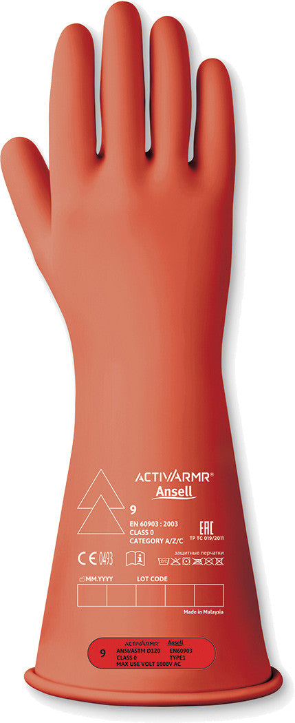 Class 0, Electrical Rubber Insulating Gloves, Red, Size 8 - ANS-RIG011R080 | MFVCanada.com