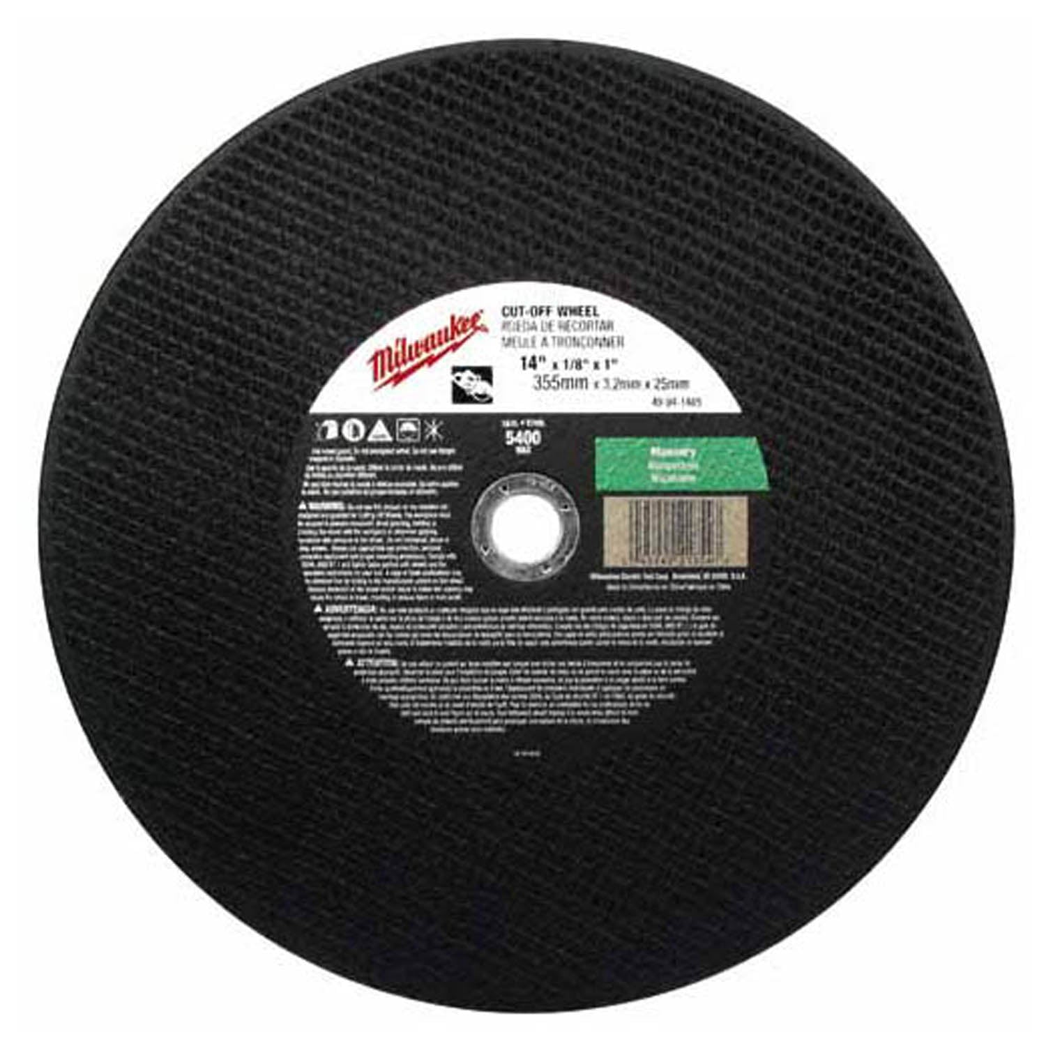 Milwaukee Electric 14X1/8X1 Cut Off Wheel Bulk 10 - 49-94-1475 - MLW-49-94-1475 | MFVCanada.com