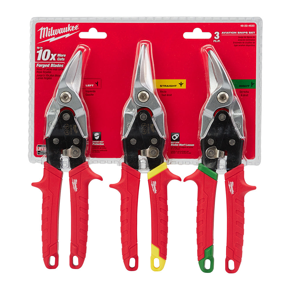 Milwaukee Electric 3Pk Aviation Snips - MLW-48-22-4533 | MFVCanada.com