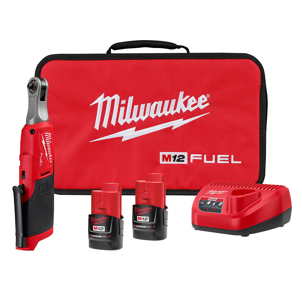 Milwaukee Electric M12 Fuel 1/4" High Speed Ratchet Kit, 450 Rpm, (2) Cp2.0 Batt., (1) Charger, Soft Carrying Case - MLW-2566-22 | MFVCanada.com