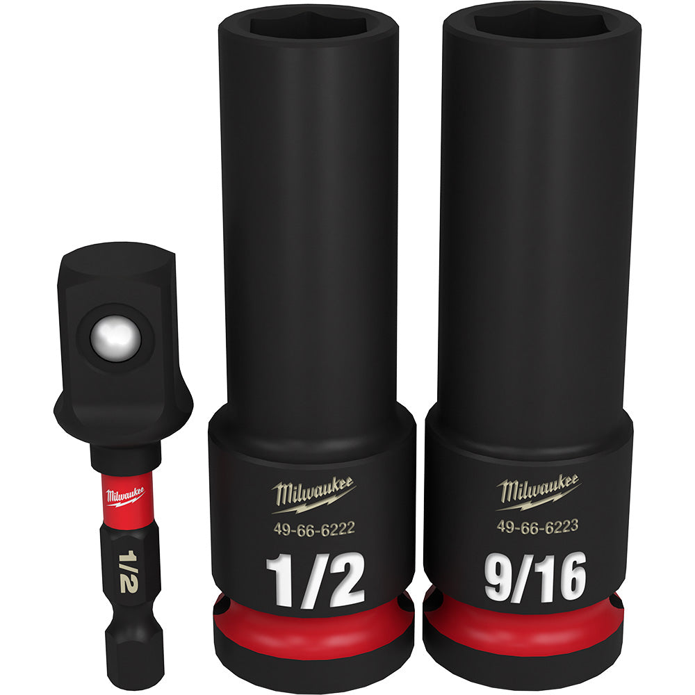 Milwaukee Electric 3Pc 1/2" Dr Impact Deep Socketset - MLW-49-66-4485 | MFVCanada.com