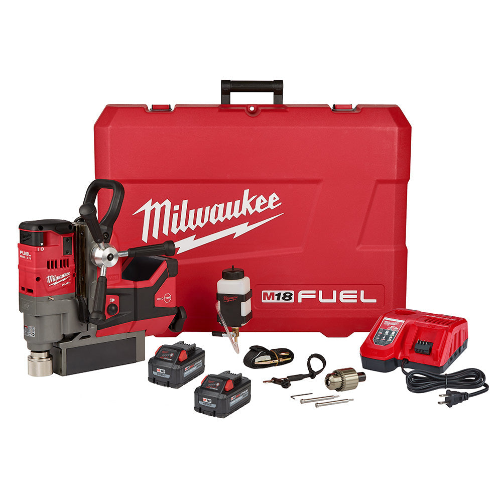 Milwaukee Electric M18 Fuel 1-1/2" Magnetic Drill Kit, 5-3/4" Stroke, 400/690 Rpm, (2) Xc8.0 Batteries, (1) 18V/12V Charger - MLW-2787-22HD | MFVCanada.com