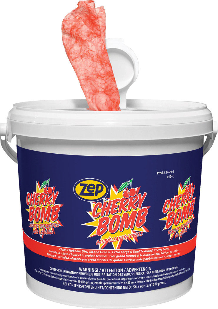 Zep Cherry Bomb Hand Cleaner Towels – Cleans Stubborn Dirt, Oil And Grease – 130 Towels - ZEP-346601 | MFVCanada.com