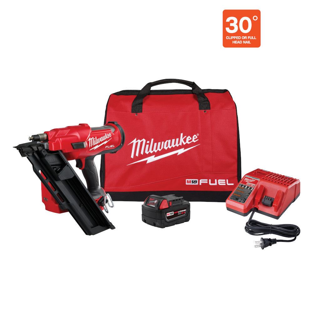 Milwaukee Electric M18 Fuel 30 Degree Framing Nailer Kit - MLW-2745-21 | MFVCanada.com
