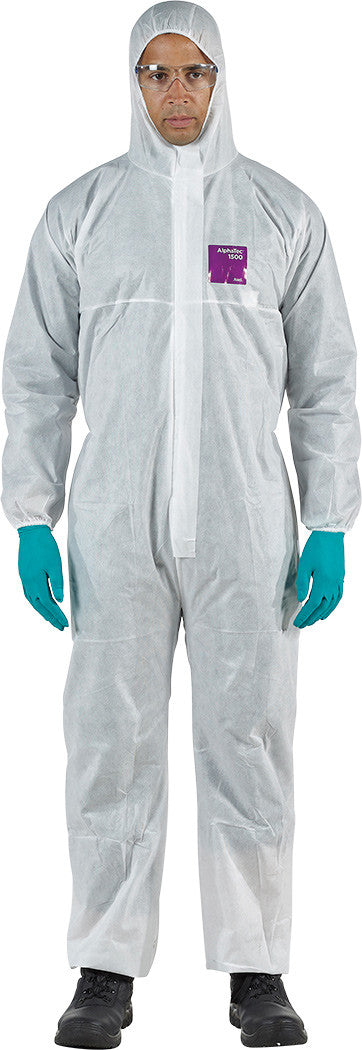 Alphatec® 1500 - Model 101 White Coveralls, Filters 100% Of Particles >3 Microns Including Asbestos, 3-Pc Hood, 2-Way Front Zipper & Storm Flap, 2Xl - ANS-WH15-S-92-101-06 | MFVCanada.com