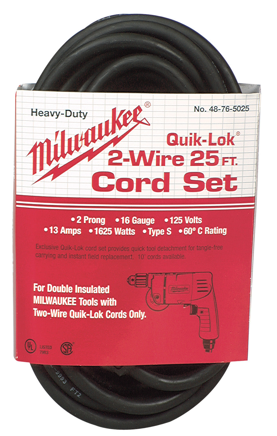 Milwaukee Electric 25Ft 16-2S Q-Lok Cordset - MLW-48-76-5025 | MFVCanada.com