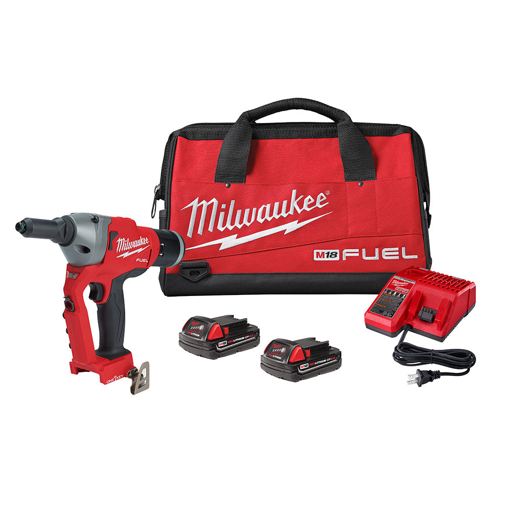 Milwaukee Electric M18 18V 1/4" Blind Rivet Tool Kit W/ One-Key™, (2) 18V Batteries, (1) Multi-Volt. Charger, Bag - MLW-2660-22CT | MFVCanada.com