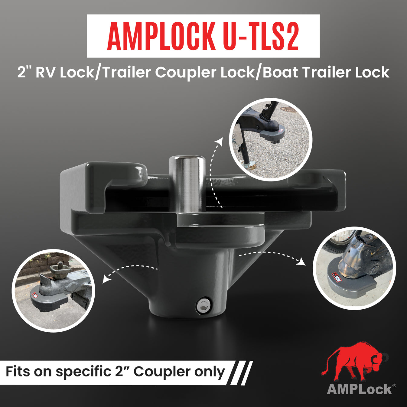 AMPLock Ball Coupler Lock - Flat Lip Design/Standard Trailer - TLS-2 | MFVCanada.com