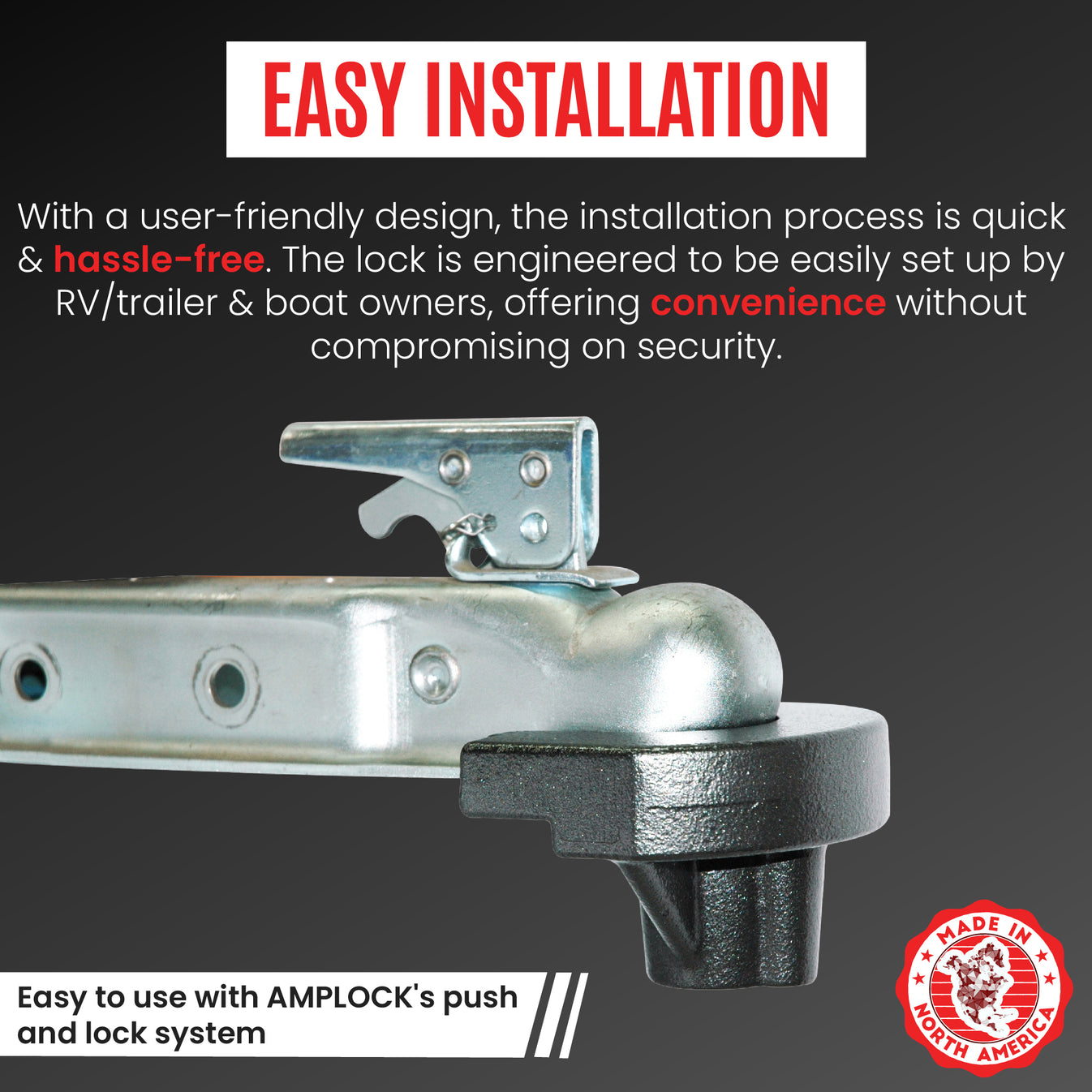 AMPLock Ball Coupler Lock - Flat Lip Design/Standard Trailer - TLS-2 | MFVCanada.com
