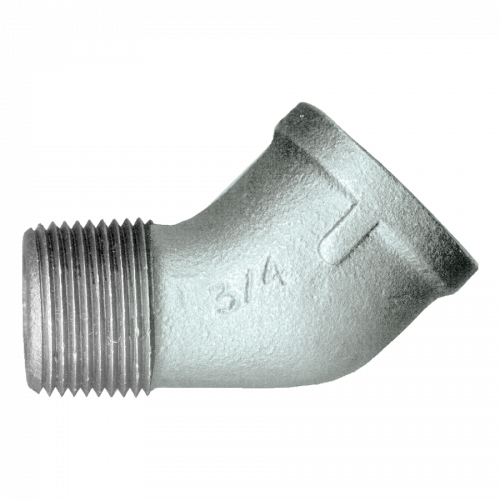 Fairview Galvanized Iron 45 Elbow;1/8MPTx1/8FPT GI-124-A | RogueFuel.ca