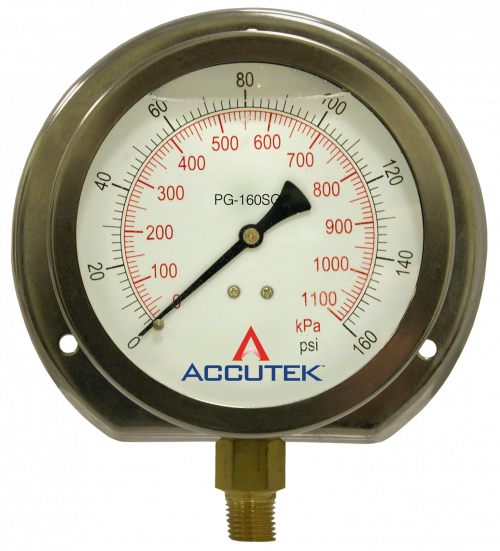 Fairview 0-100 Liquid Gauge;4Face;1/4MPT Stem;w/Flange PG-100SGRF | RogueFuel.ca