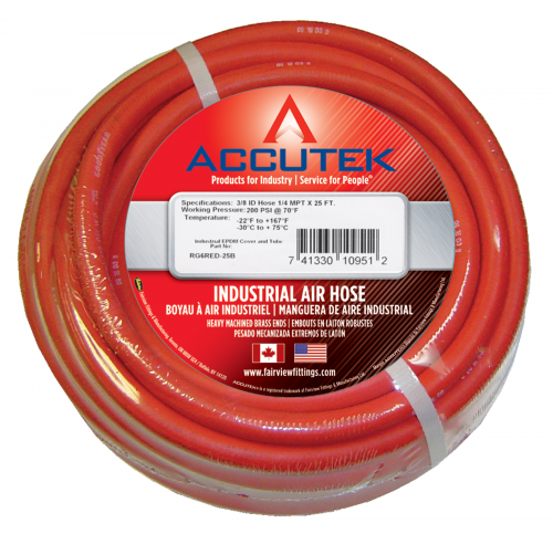 Fairview 3/8 ID Nitrile Assy;Red;250PSI;3/8MPTx25ft RP6RED-25C | RogueFuel.ca