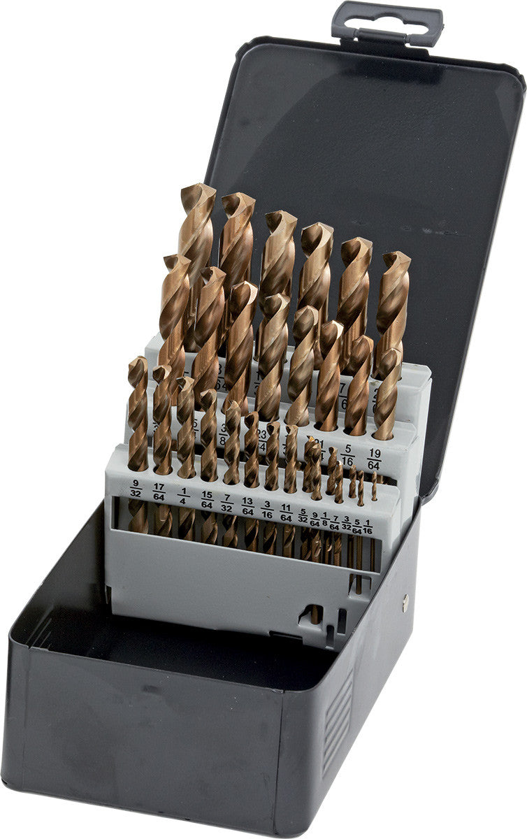 29-Pc Fractional Drill Bit Set, 1/16" To 1/2" By 64", Metal Case - AMT-33-0001 | MFVCanada.com