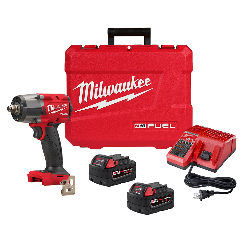 Milwaukee Electric M18 1/2" Drive Mid-Torque Impact Wrench, 650/550 Ft-Lb, (2) M18 Xc5.0 Resistant Batteries, (1) 18V/12V Multi-Voltage Charger - MLW-2962-22R | MFVCanada.com