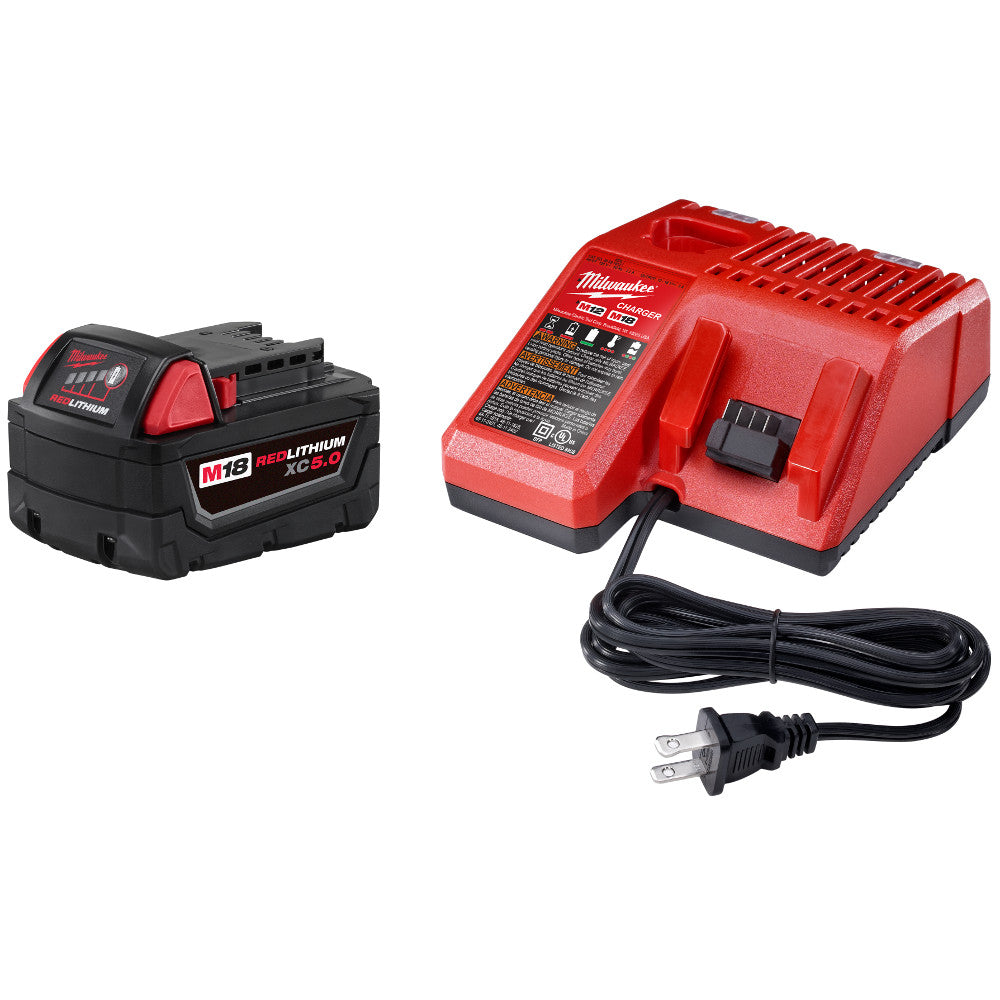 Milwaukee Electric M18 Redlithium Xc5.0 Starter Kit, Includes (1) Battery & (1) Multivoltage Charger - MLW-48-59-1850 | MFVCanada.com
