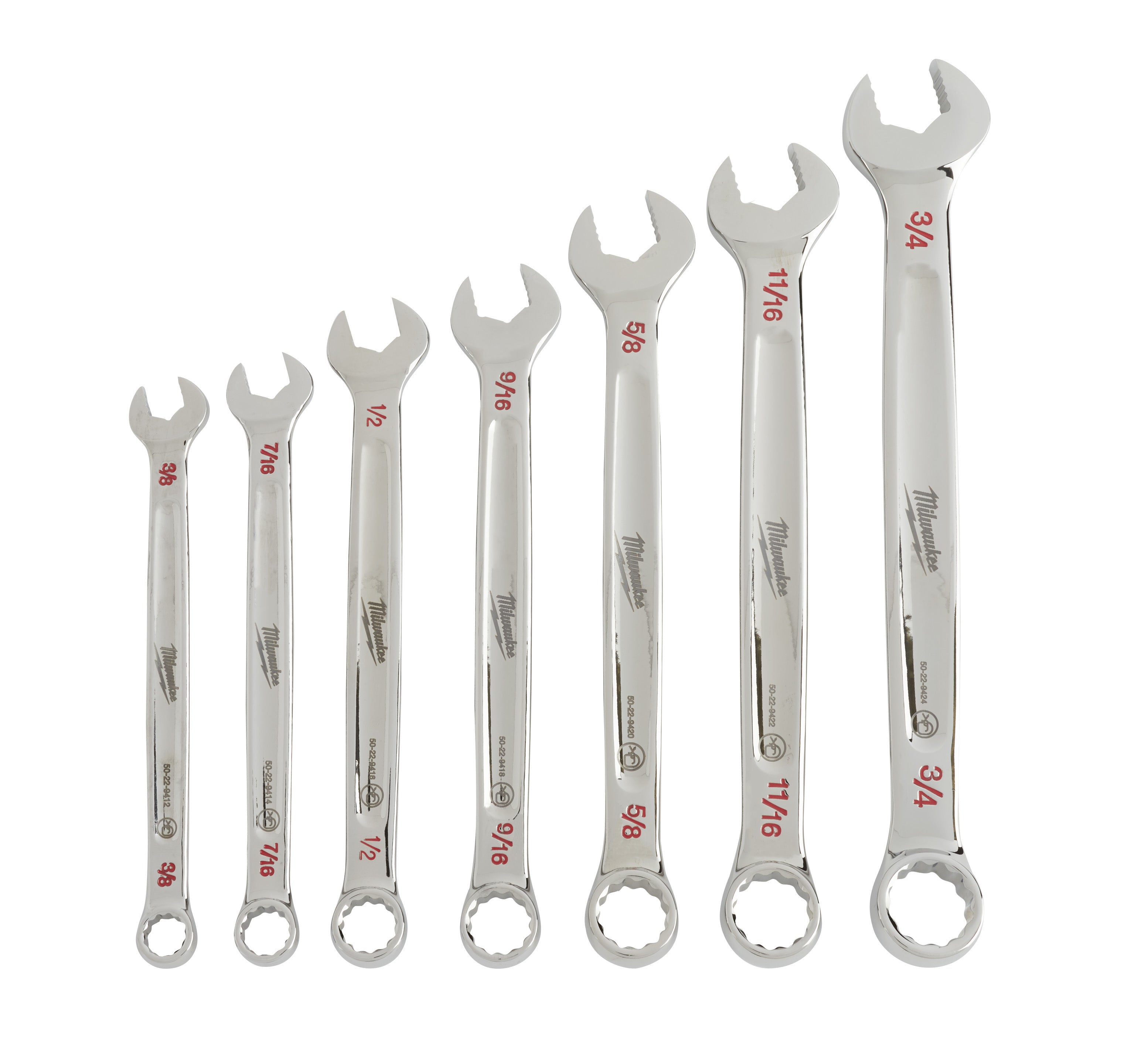 Milwaukee Electric 7-Pc Non-Ratcheting Sae Combination Wrench Set, 3/8"-3/4" - MLW-48-22-9407 | MFVCanada.com