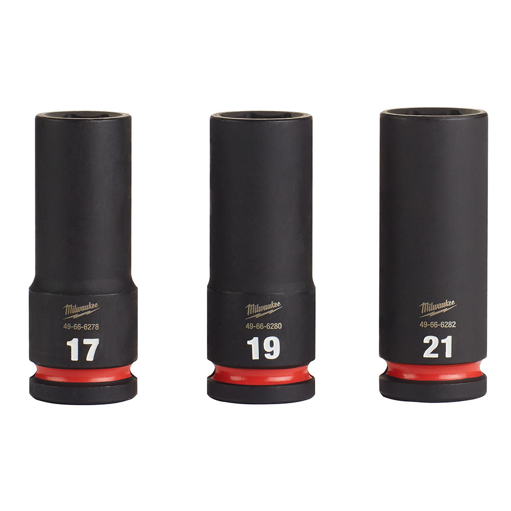 Milwaukee Electric 3-Pc 1/2" Drive, 6 Pt. Deep Impact Socket Set, 17Mm, 19Mm, 21Mm - MLW-49-66-7025 | MFVCanada.com
